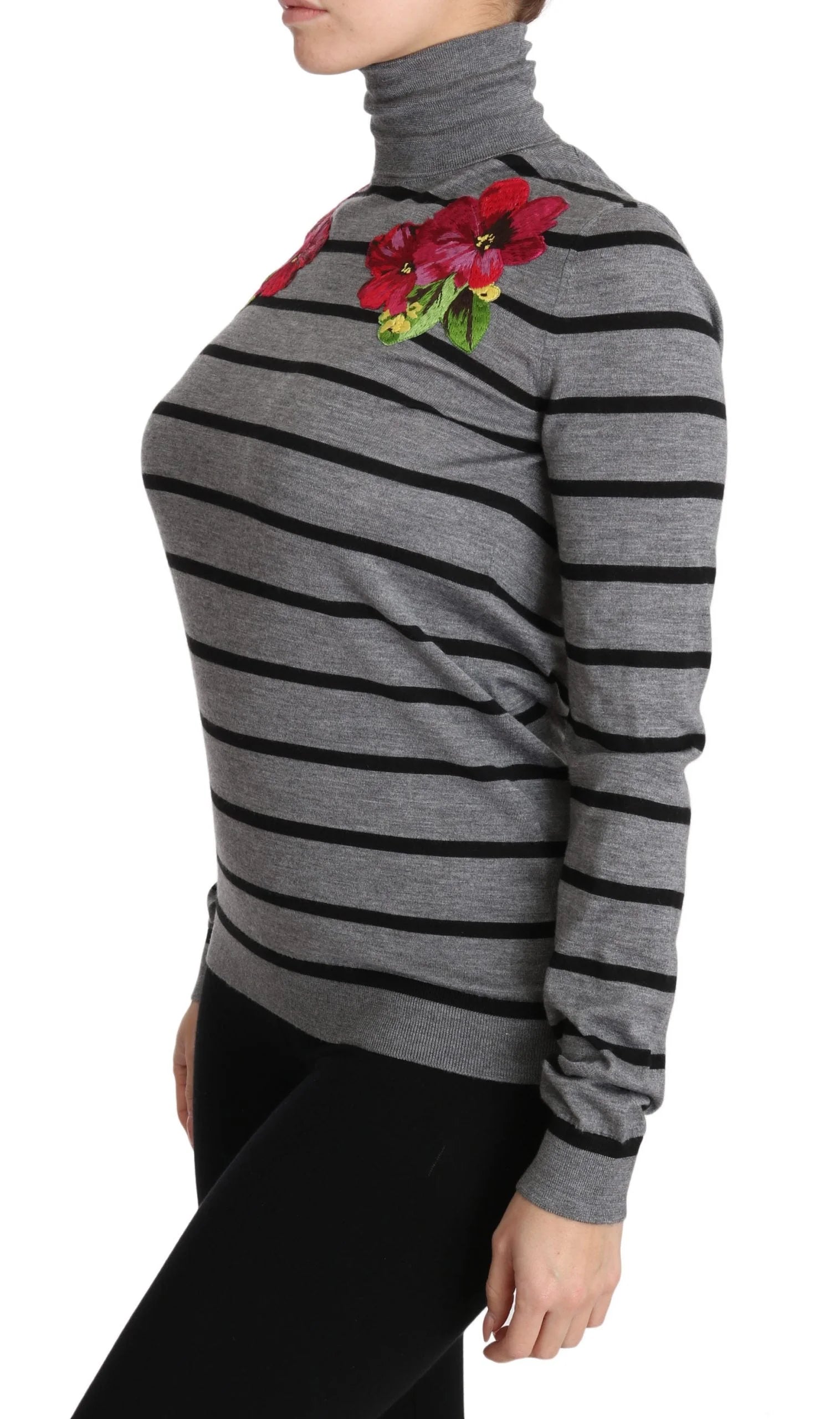 Dolce & Gabbana Gray Cashmere Silk Turtleneck Sweater - IT38|XS - Sweaters