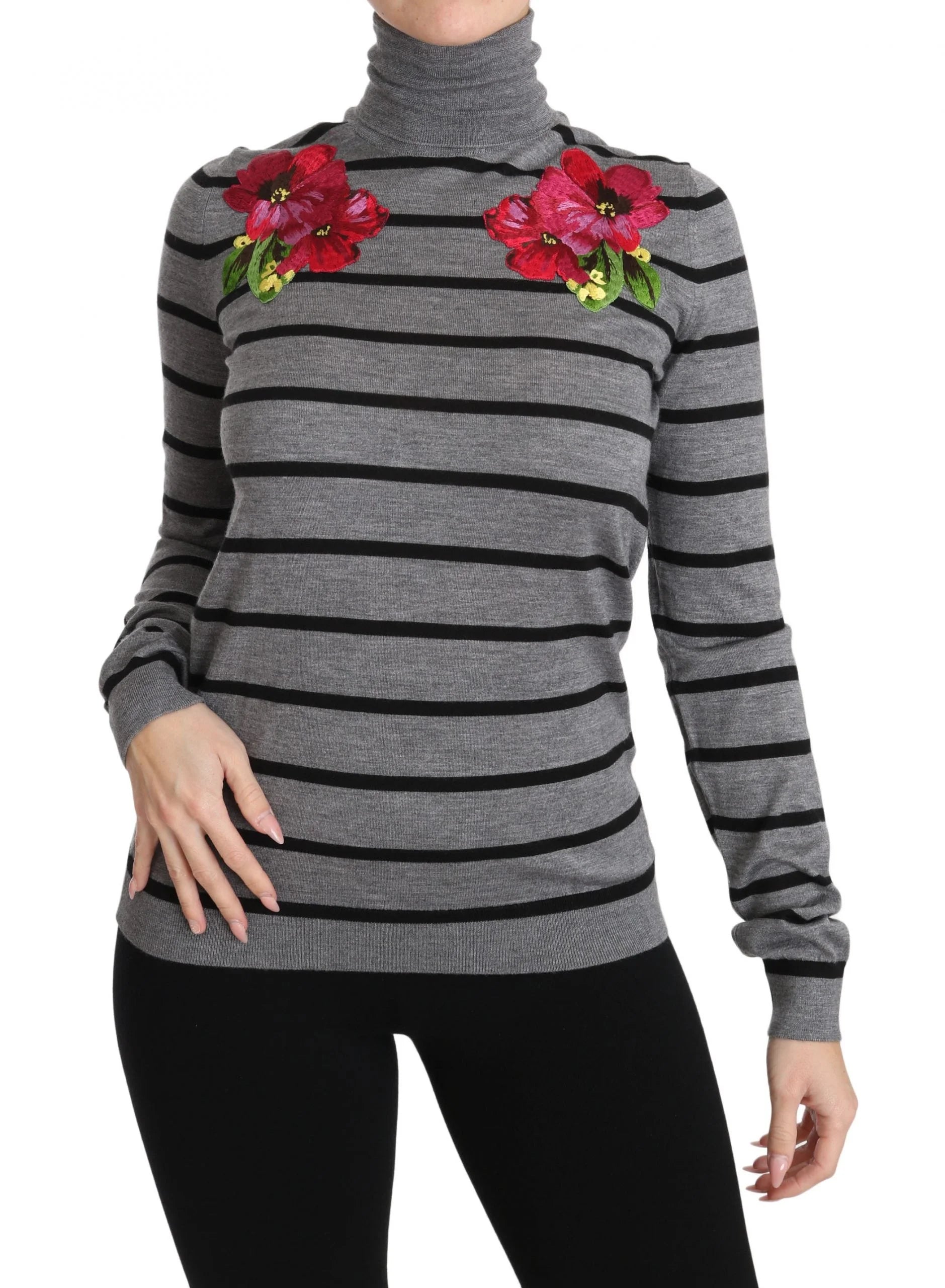 Dolce & Gabbana Gray Cashmere Silk Turtleneck Sweater - IT38|XS - Sweaters