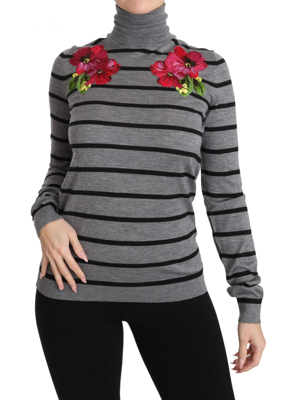 Dolce & Gabbana Gray Cashmere Silk Turtleneck Sweater - IT38|XS - Sweaters