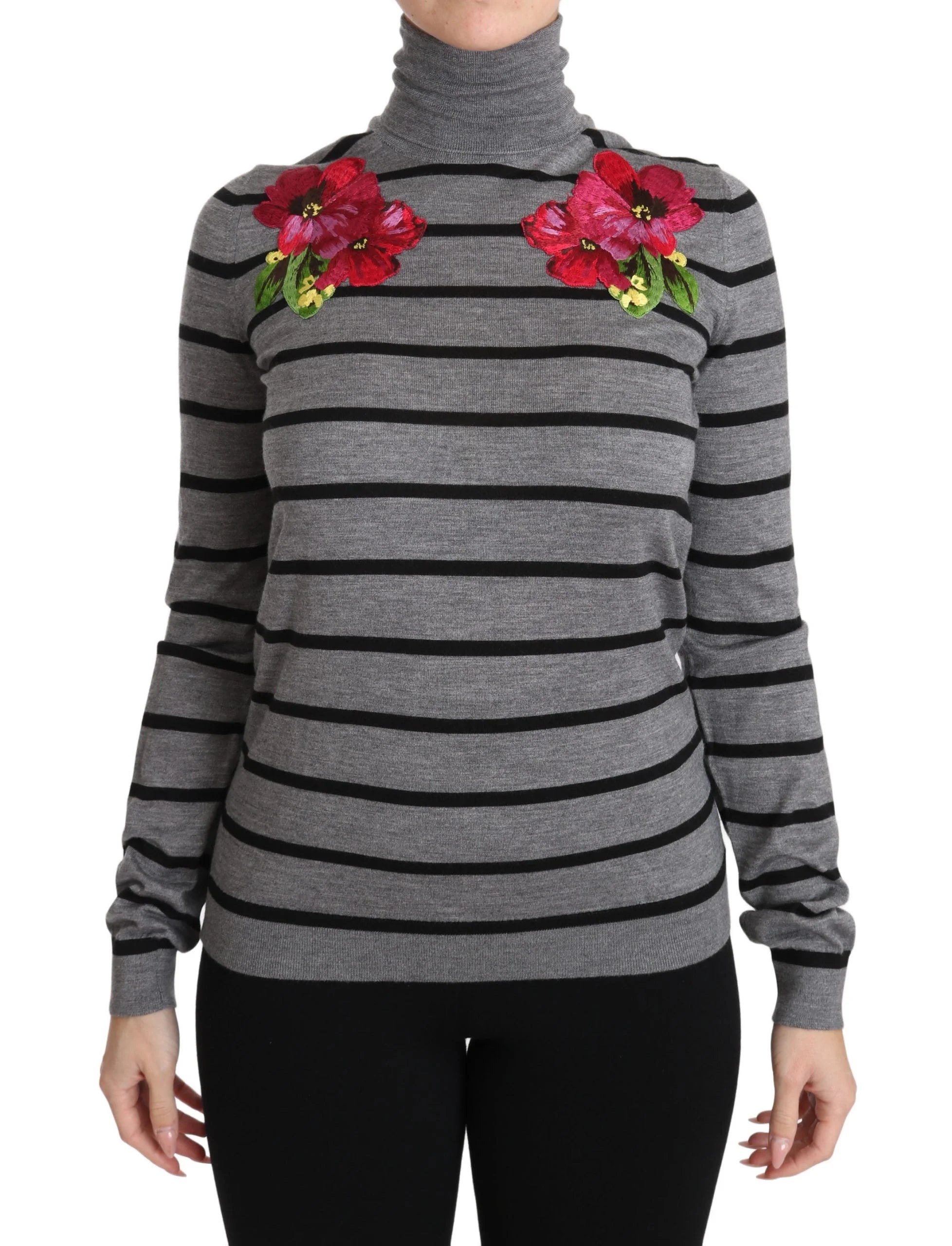 Dolce & Gabbana Gray Cashmere Silk Turtleneck Sweater - IT38|XS - Sweaters