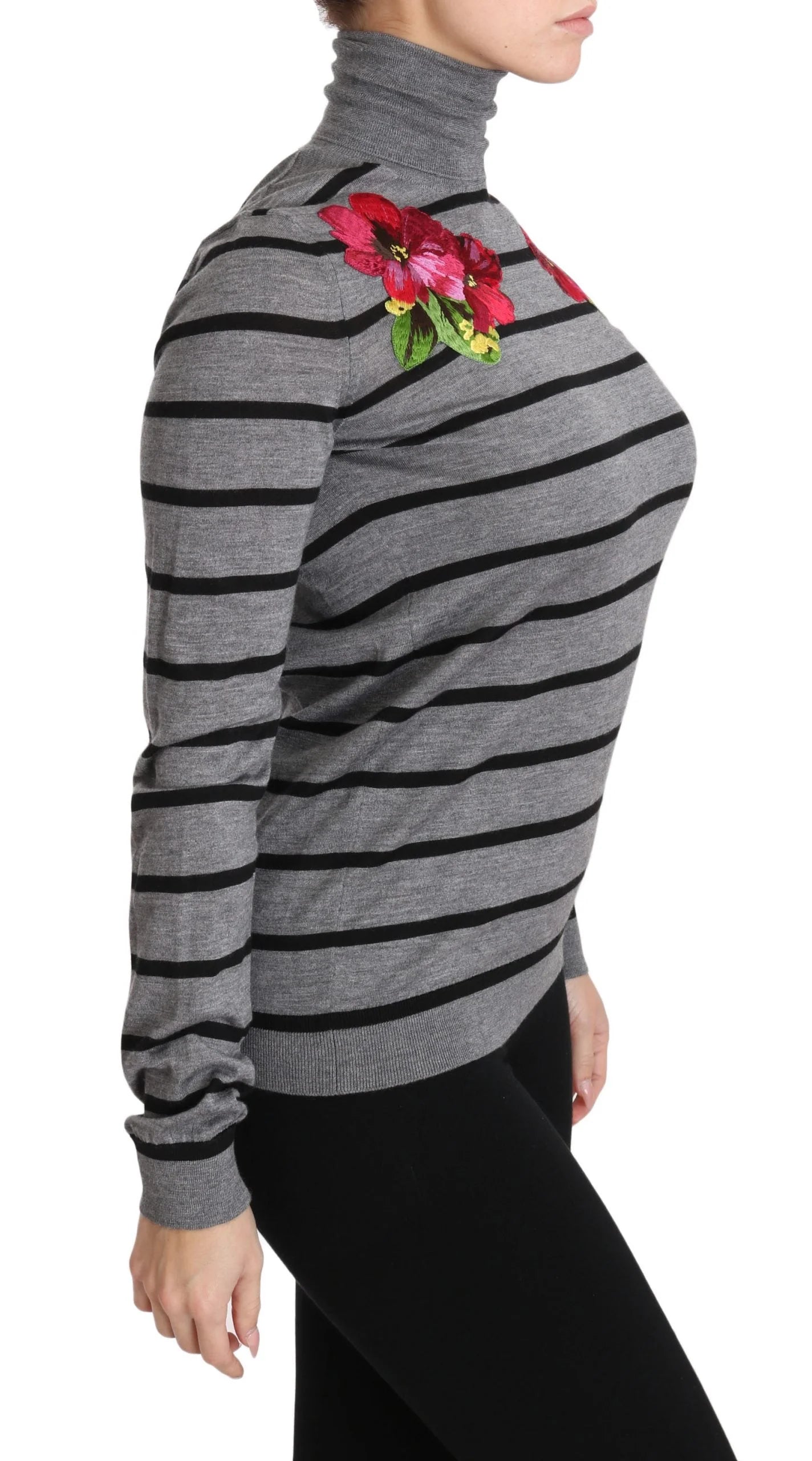 Dolce & Gabbana Gray Cashmere Silk Turtleneck Sweater - IT38|XS - Sweaters
