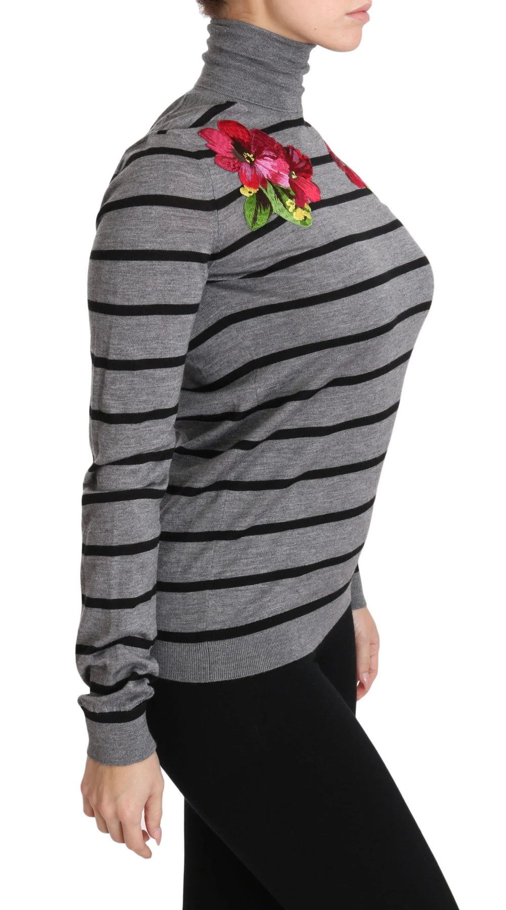 Dolce & Gabbana Gray Cashmere Silk Turtleneck Sweater - IT38|XS - Sweaters