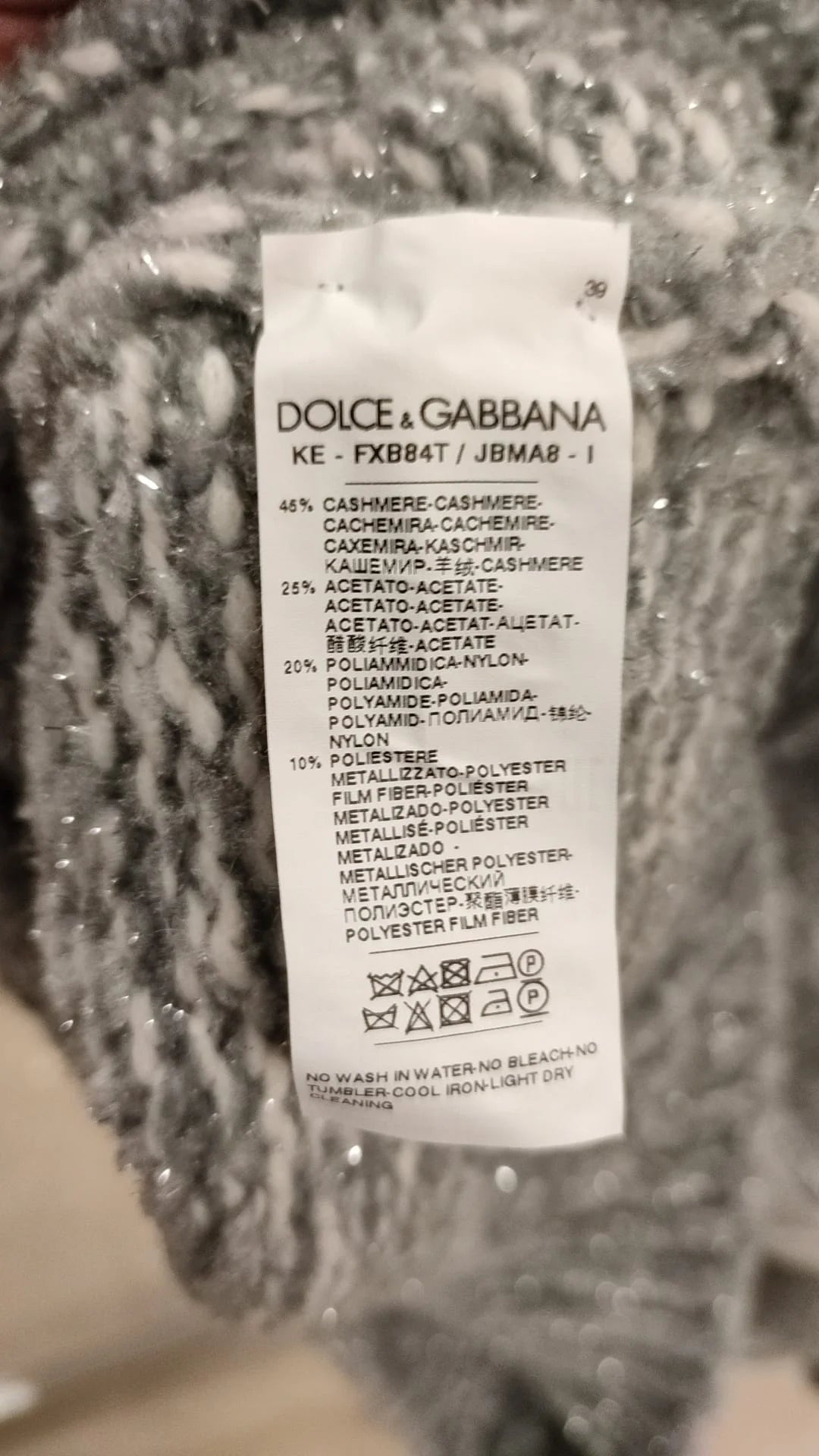 Dolce & Gabbana Gray Cashmere Turtle Neck Pullover Sweater - IT40|S - Sweaters