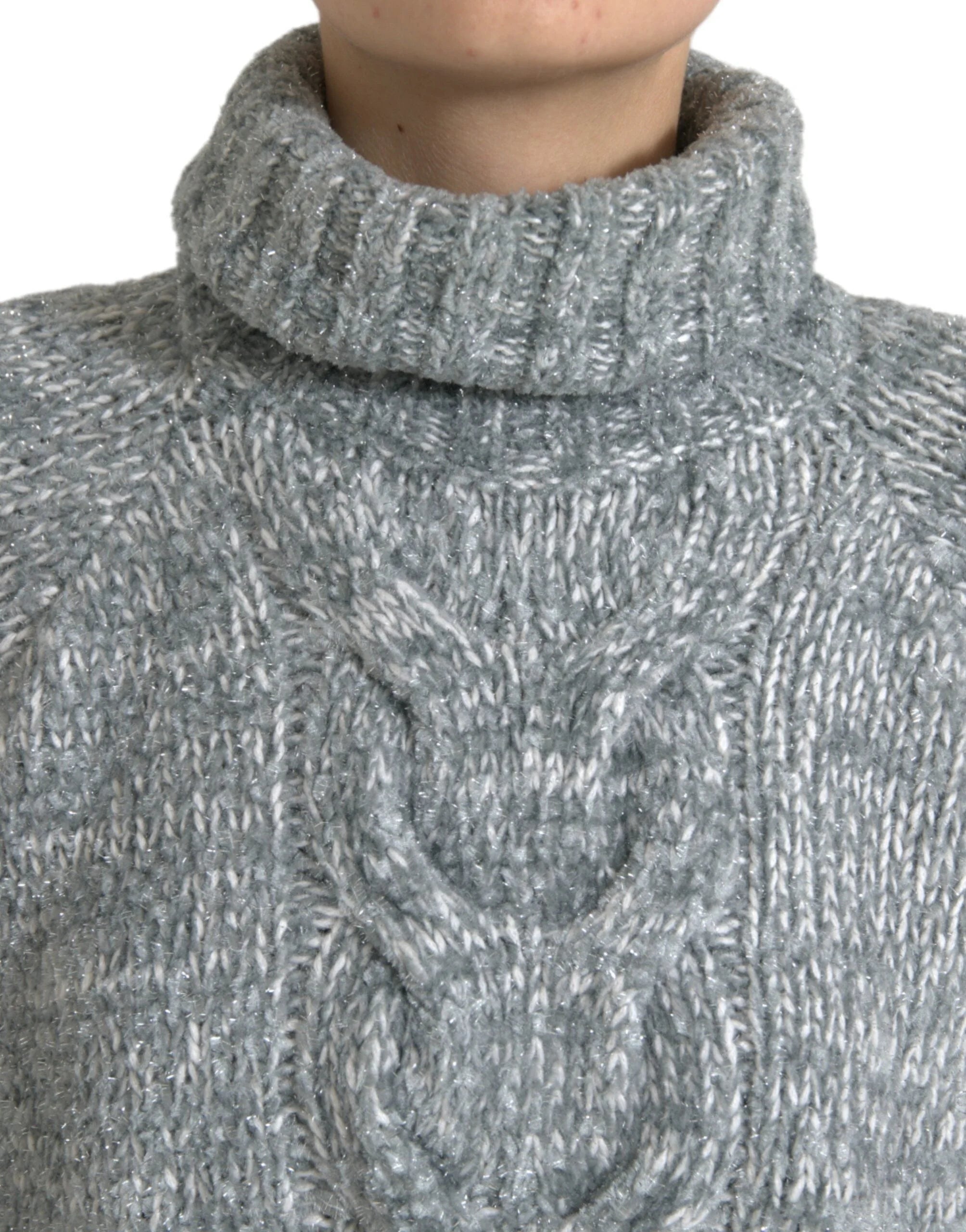 Dolce & Gabbana Gray Cashmere Turtle Neck Pullover Sweater - IT40|S - Sweaters