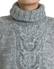 Dolce & Gabbana Gray Cashmere Turtle Neck Pullover Sweater - IT40|S - Sweaters
