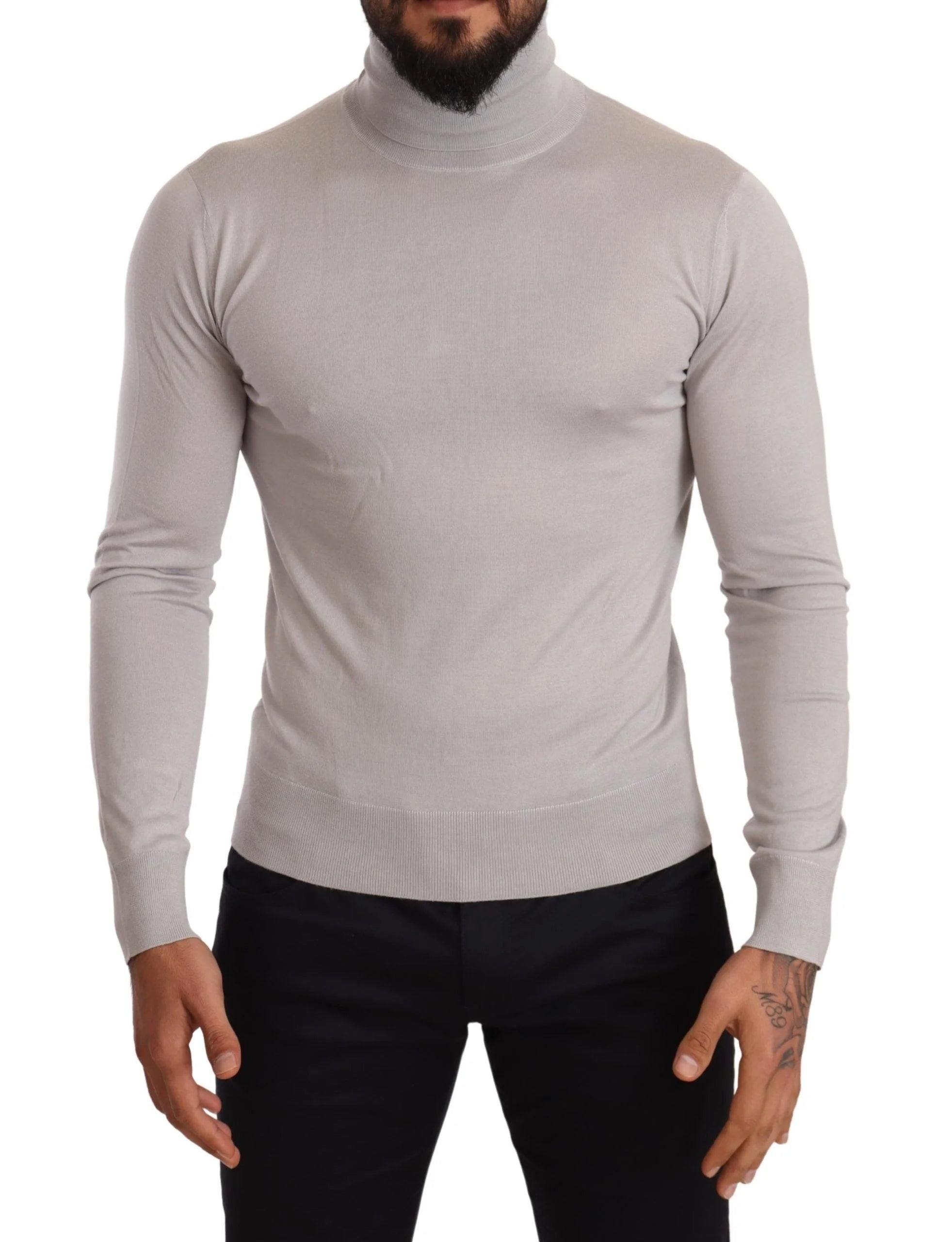 Dolce & Gabbana Gray Cashmere Turtleneck Pullover Sweater - Sweaters