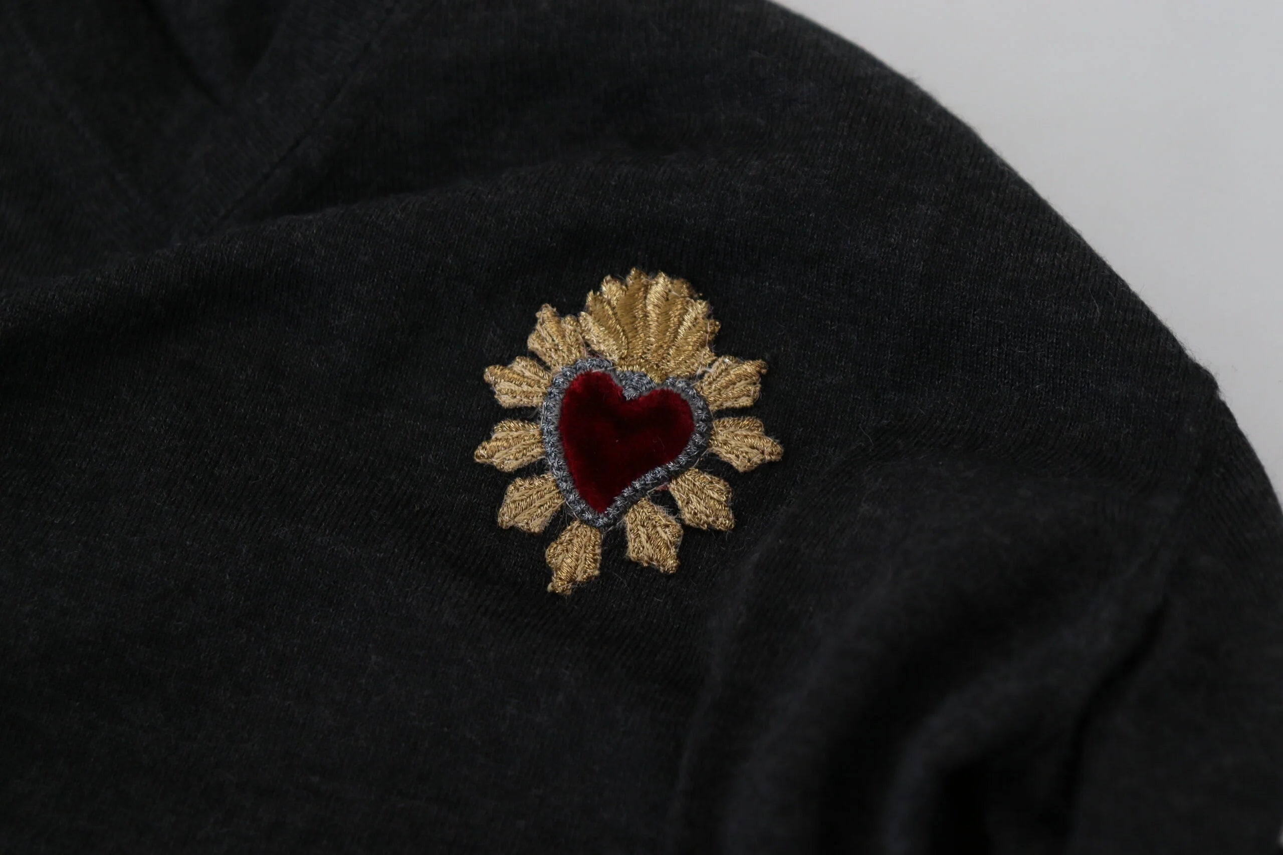 Dolce & Gabbana Gray Cashmere V-neck Gold Heart Sweater - IT44 | XS - Sweaters