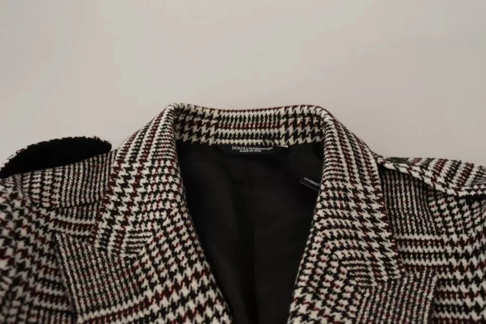 Dolce & Gabbana Gray Check Plaid Long Trench Coat Jacket - Trench Coats