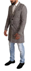 Dolce & Gabbana Gray Check Plaid Long Trench Coat Jacket - Trench Coats