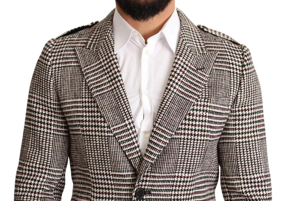 Dolce & Gabbana Gray Check Plaid Long Trench Coat Jacket - Trench Coats