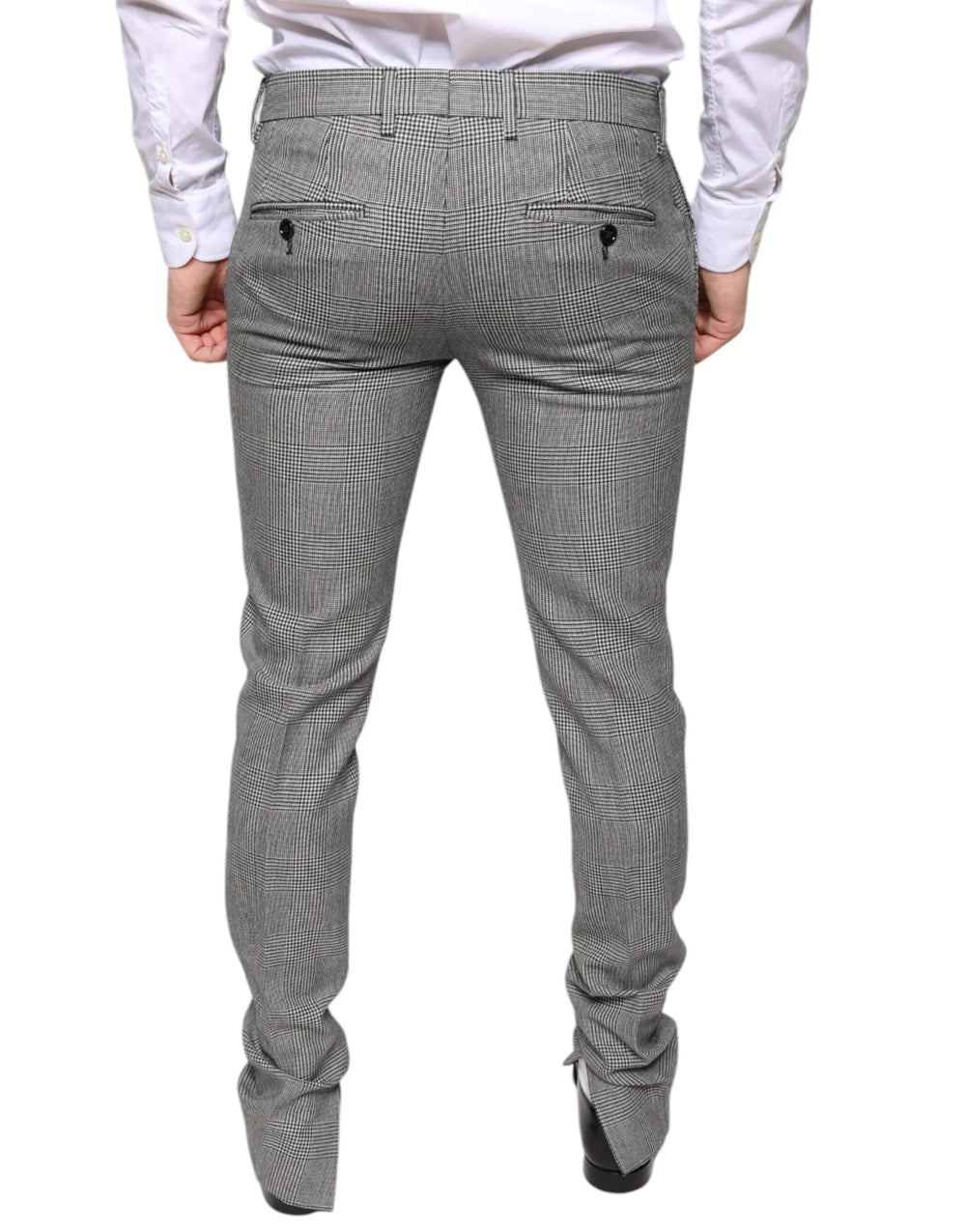Dolce & Gabbana Gray Check Tartan Wool Skinny Pants - IT48 | M - Trousers