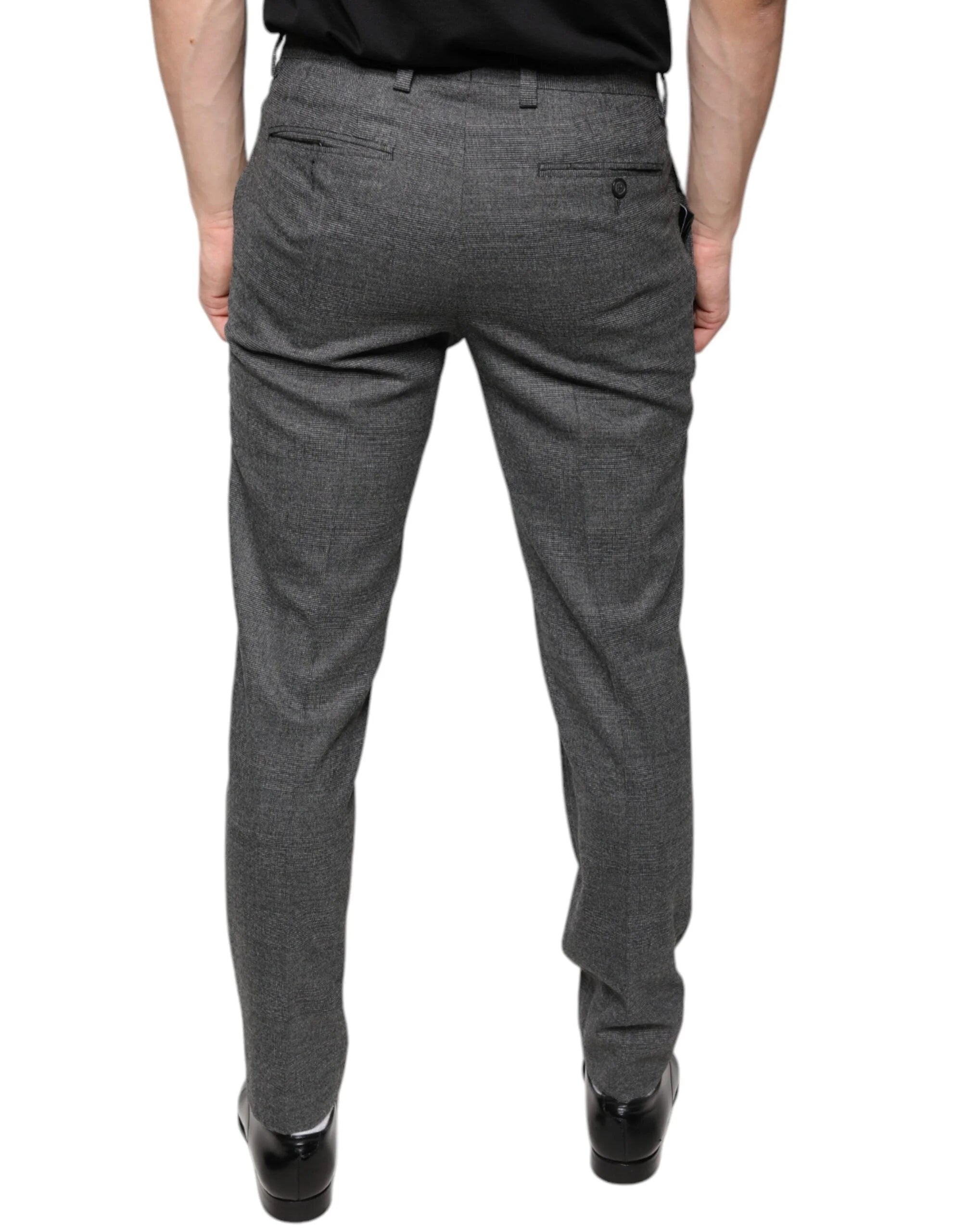 Dolce & Gabbana Gray Check Tartan Wool Skinny Pants - Trousers