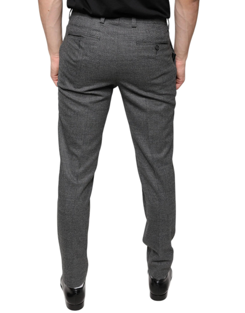 Dolce & Gabbana Gray Check Tartan Wool Skinny Pants - Trousers