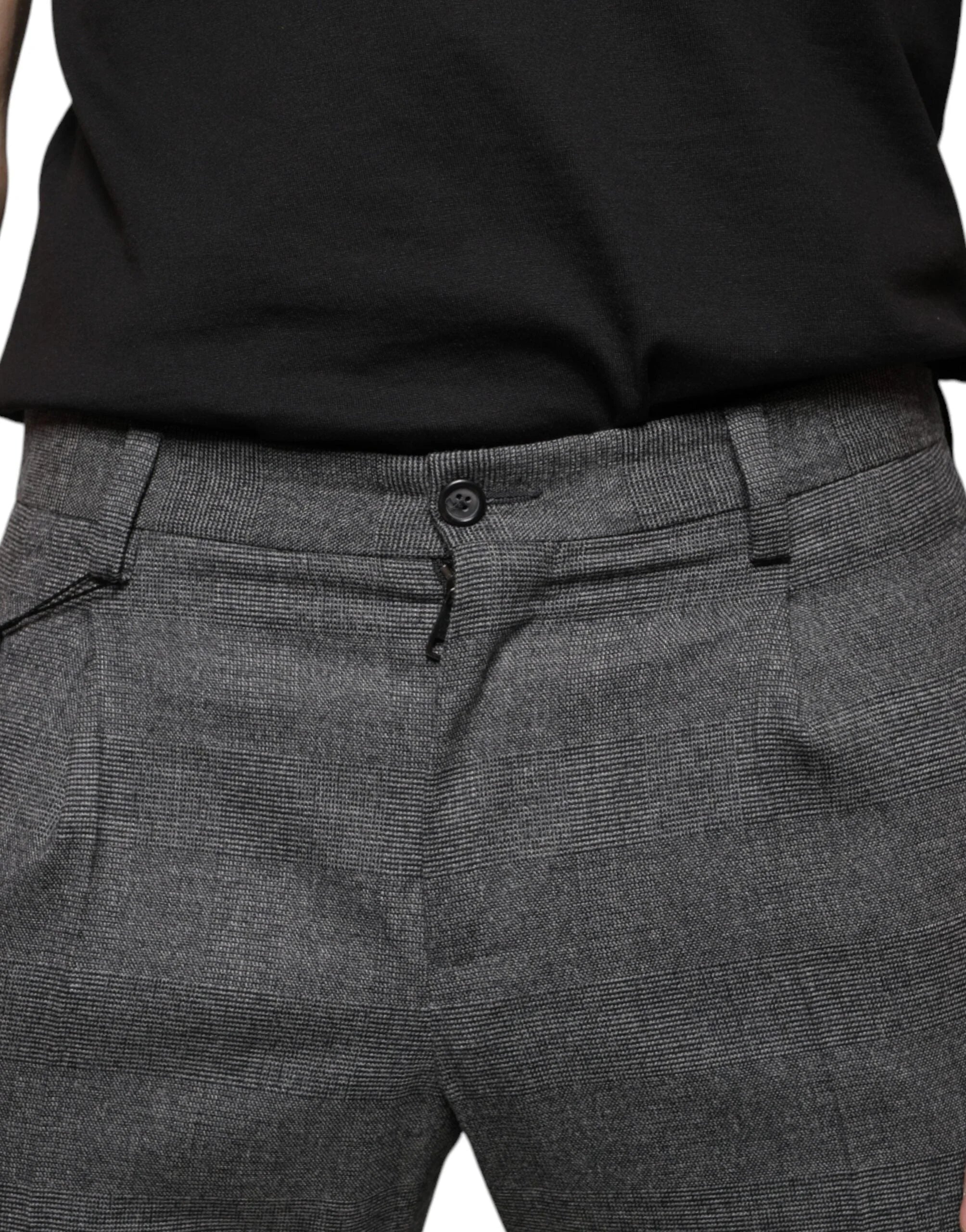 Dolce & Gabbana Gray Check Tartan Wool Skinny Pants - Trousers