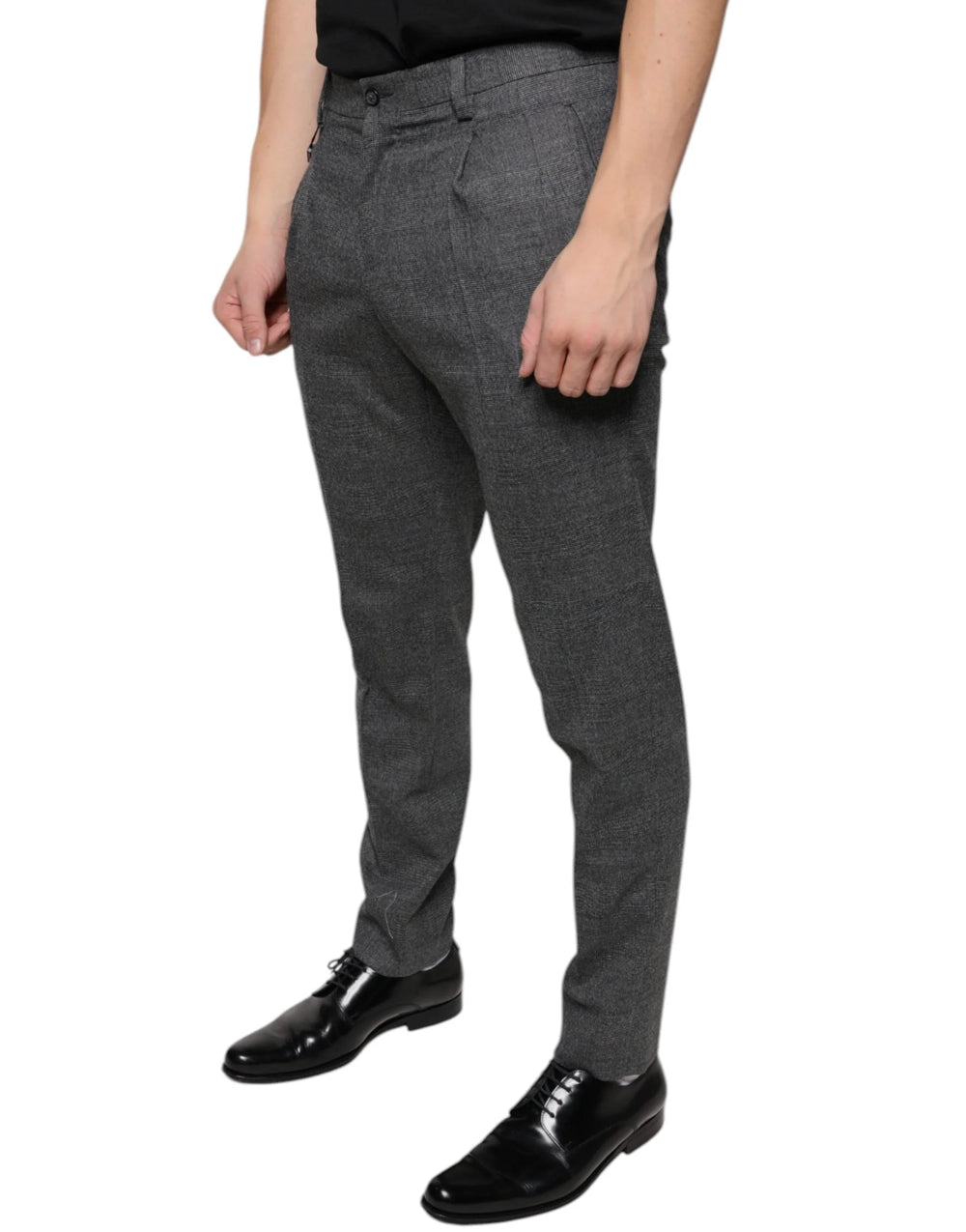 Dolce & Gabbana Gray Check Tartan Wool Skinny Pants - Trousers