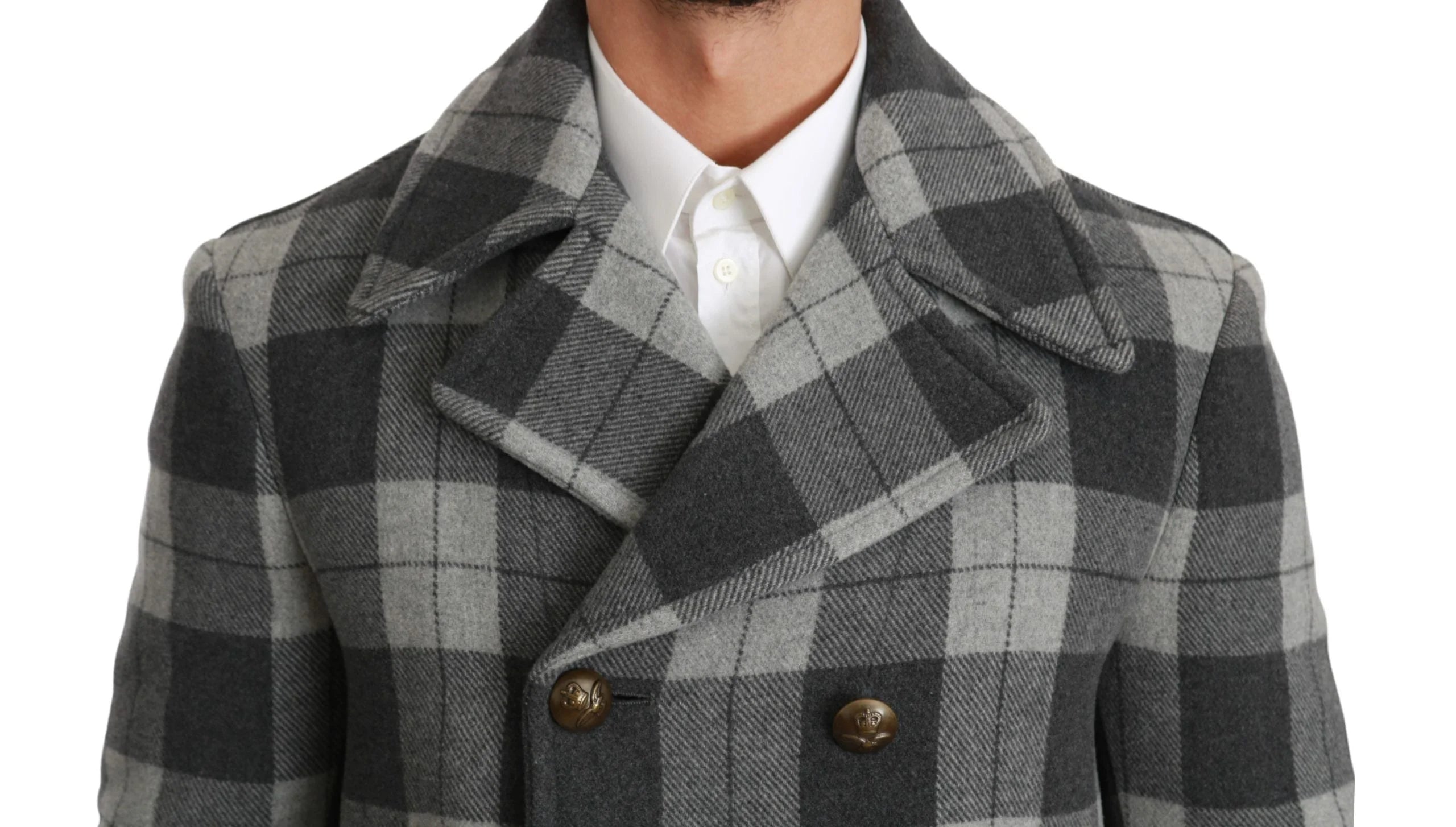 Dolce & Gabbana Gray Check Wool Cashmere Coat Jacket - IT44 | XS - Pea Coats