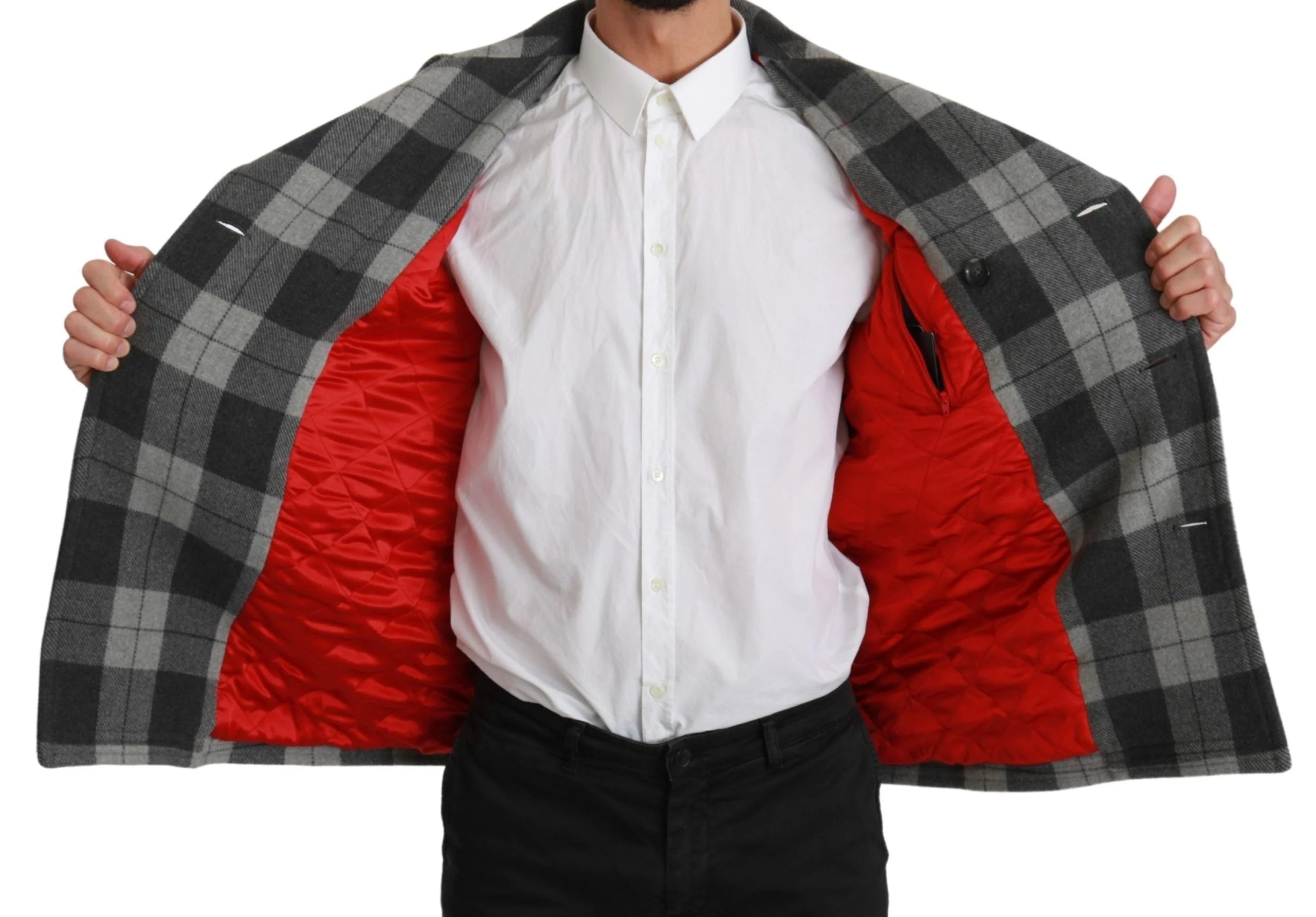 Dolce & Gabbana Gray Check Wool Cashmere Coat Jacket - IT44 | XS - Pea Coats