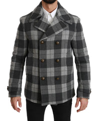 Dolce & Gabbana Gray Check Wool Cashmere Coat Jacket - IT44 | XS - Pea Coats