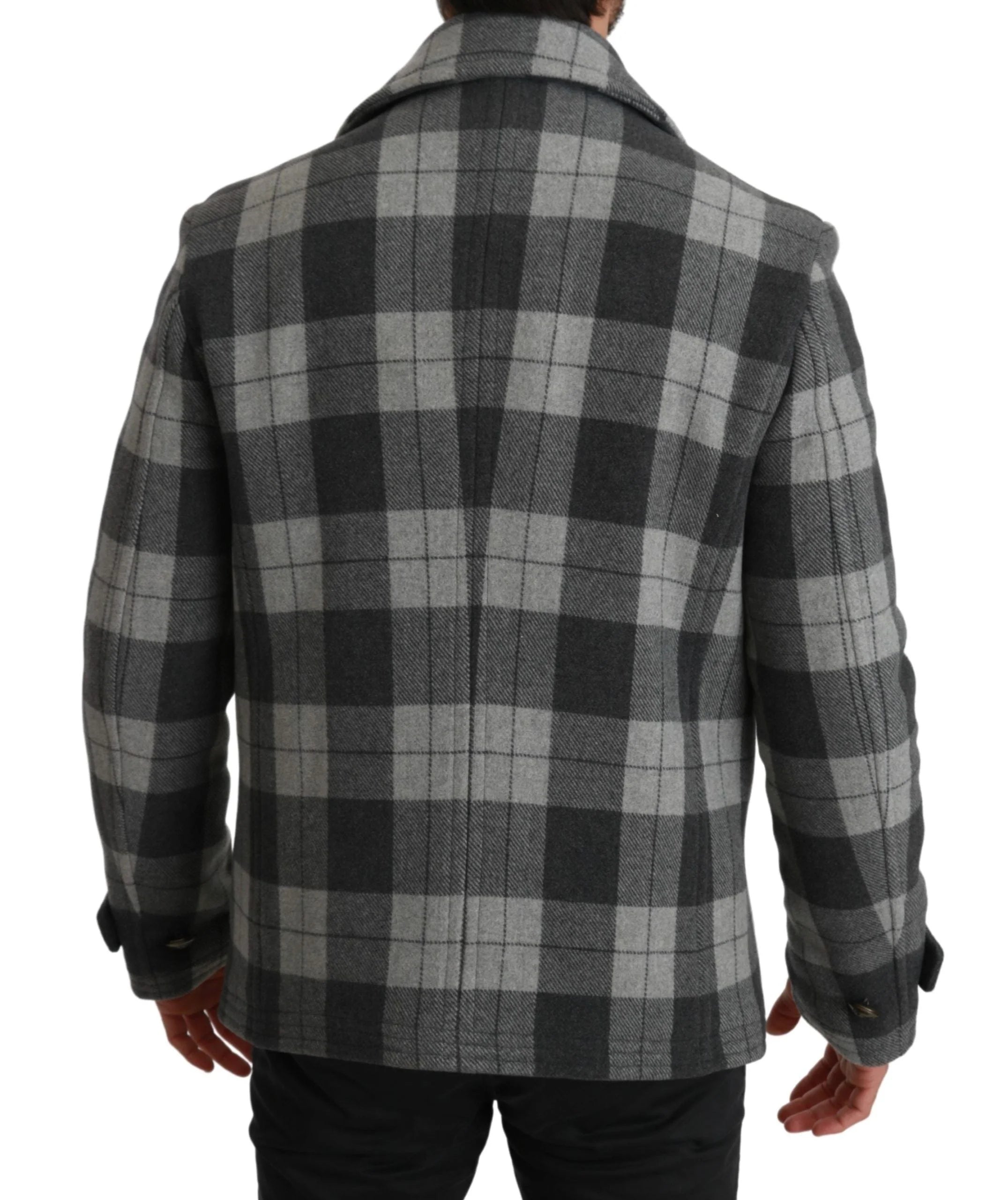 Dolce & Gabbana Gray Check Wool Cashmere Coat Jacket - IT44 | XS - Pea Coats