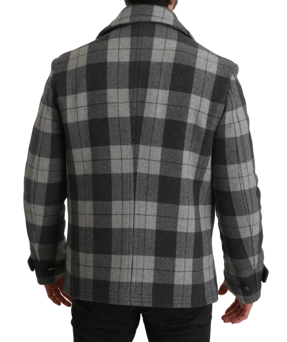 Dolce & Gabbana Gray Check Wool Cashmere Coat Jacket - IT44 | XS - Pea Coats