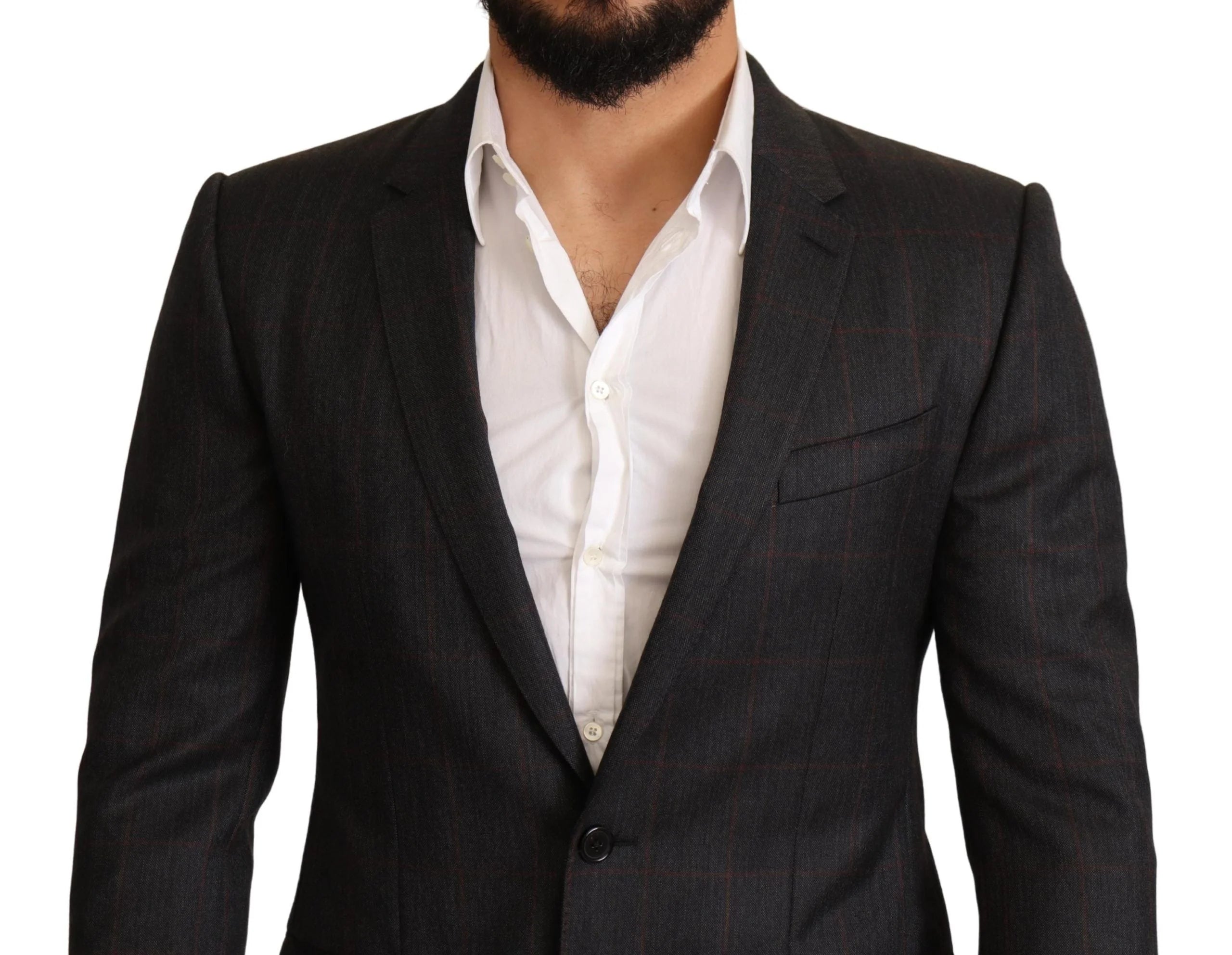Dolce & Gabbana Gray Check Wool Slim Fit Blazer Jacket - IT48 | M - Sport Jackets