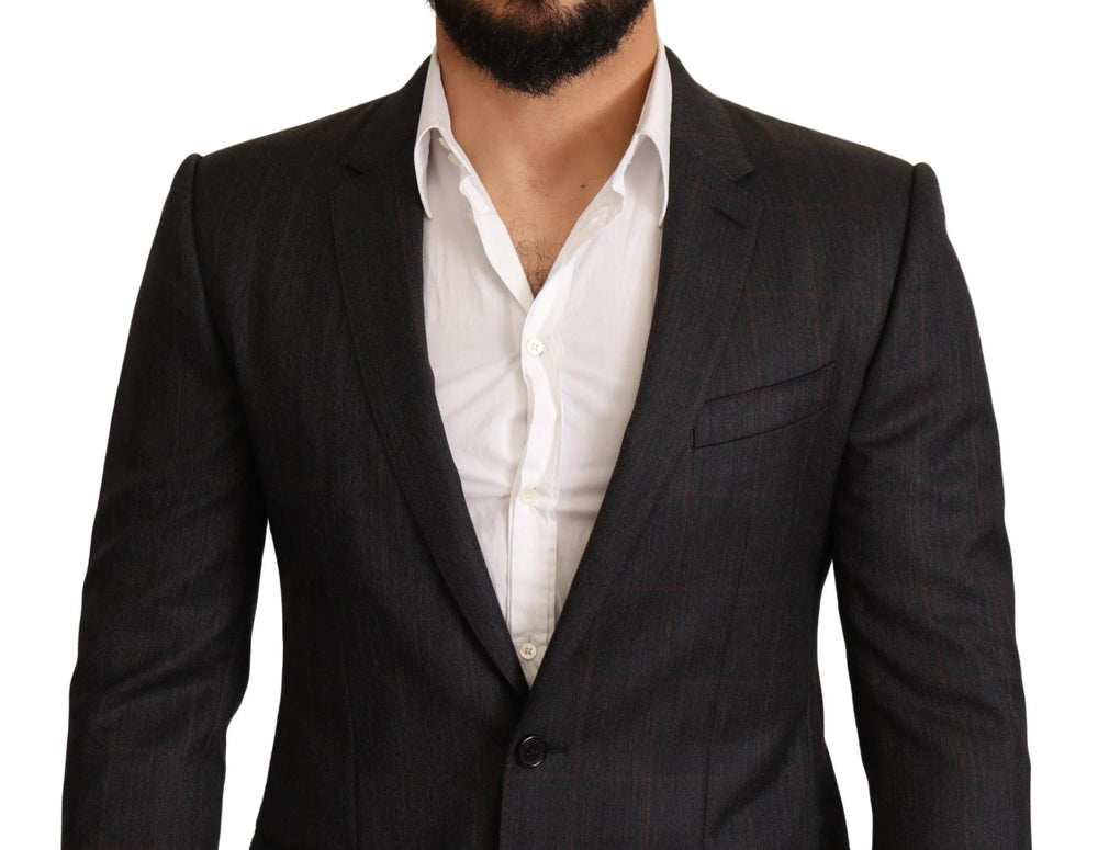 Dolce & Gabbana Gray Check Wool Slim Fit Blazer Jacket - IT48 | M - Sport Jackets
