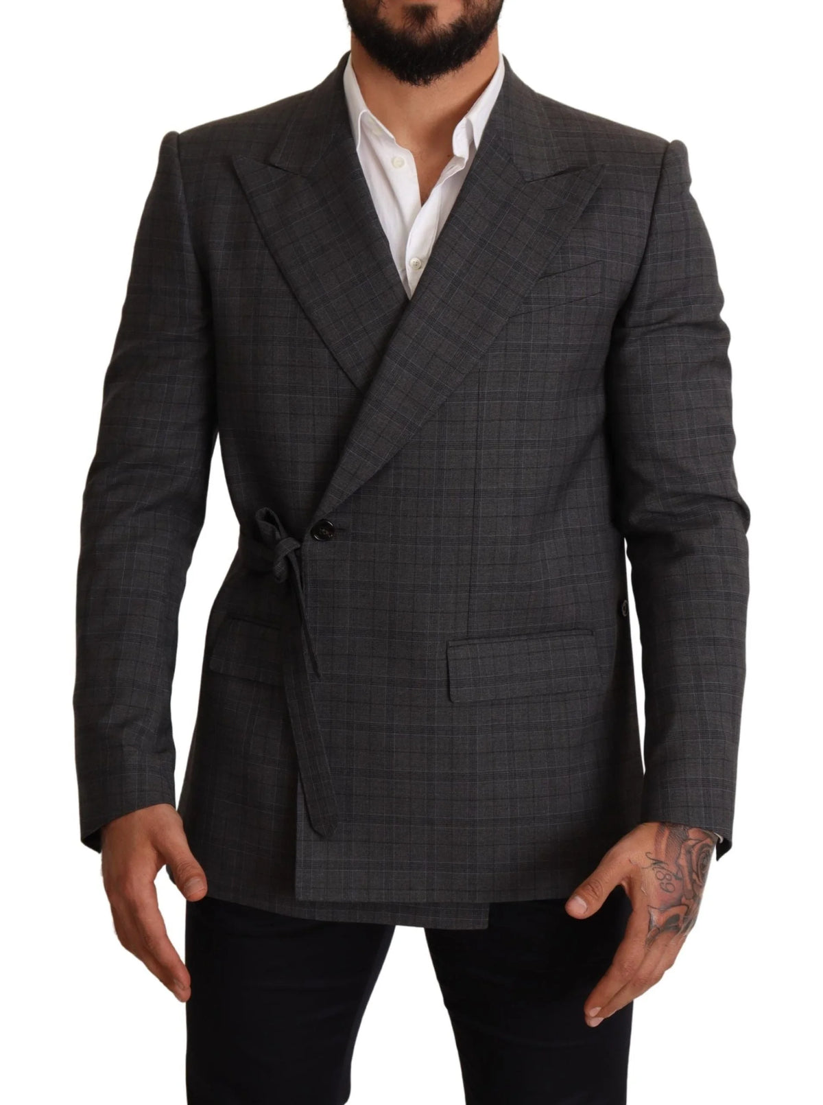 Dolce & Gabbana Gray Check Wool Slim Fit Blazer Jacket - IT48 | M - Sport Jackets