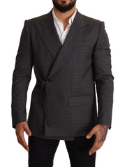 Dolce & Gabbana Gray Check Wool Slim Fit Blazer Jacket - IT48 | M - Sport Jackets