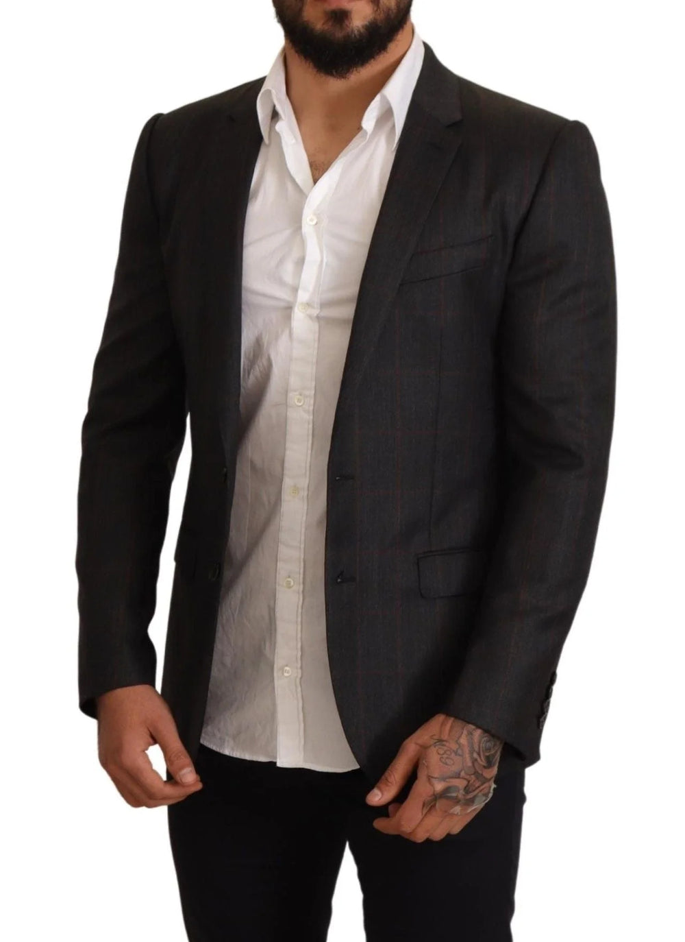Dolce & Gabbana Gray Check Wool Slim Fit Blazer Jacket - IT48 | M - Sport Jackets