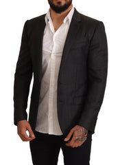 Dolce & Gabbana Gray Check Wool Slim Fit Blazer Jacket - IT48 | M - Sport Jackets