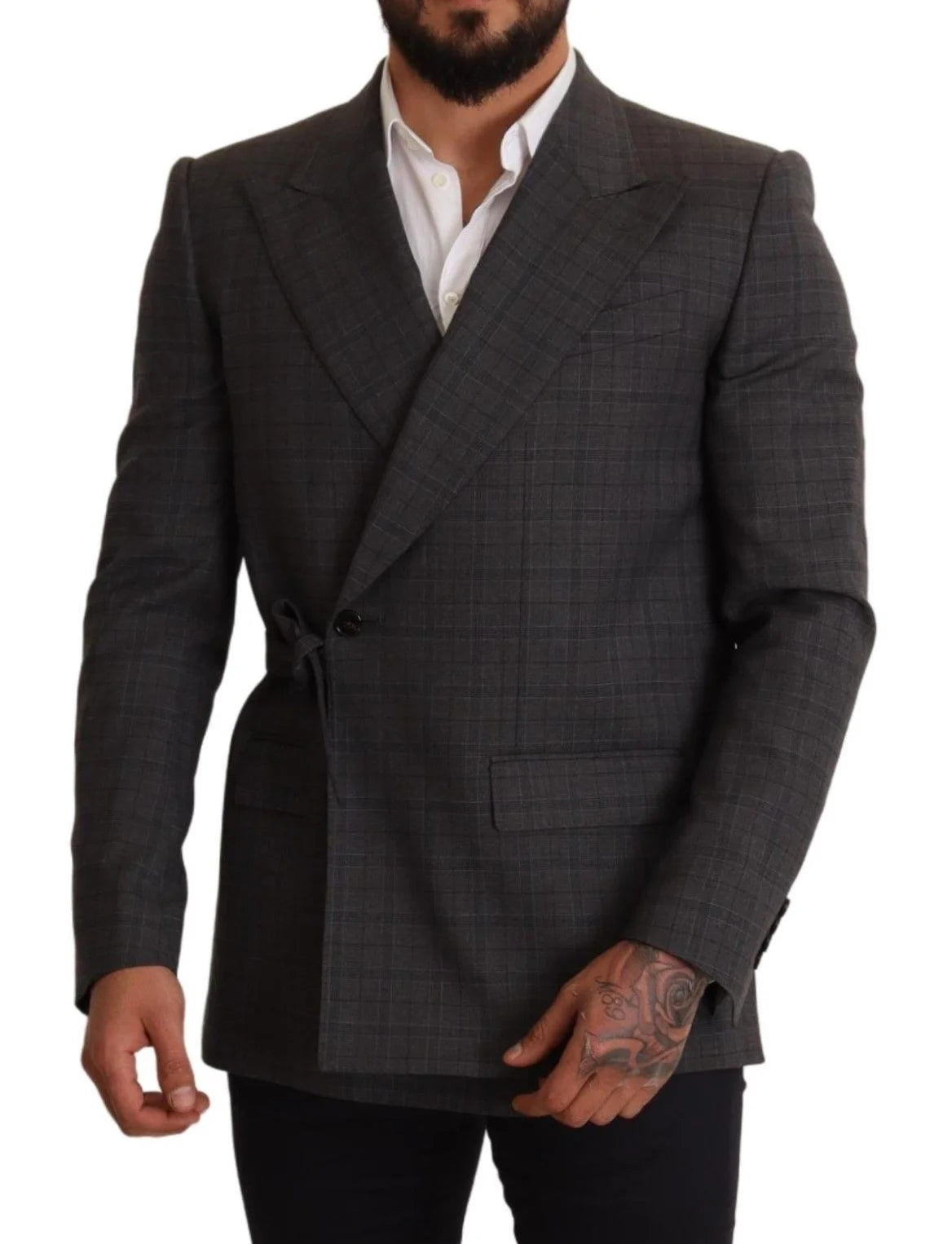 Dolce & Gabbana Gray Check Wool Slim Fit Blazer Jacket - IT48 | M - Sport Jackets