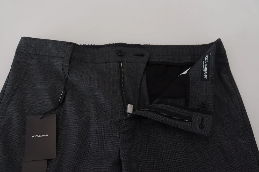 Dolce & Gabbana Gray Checked Cargo Trousers Stretch Pants - Cargo Pants