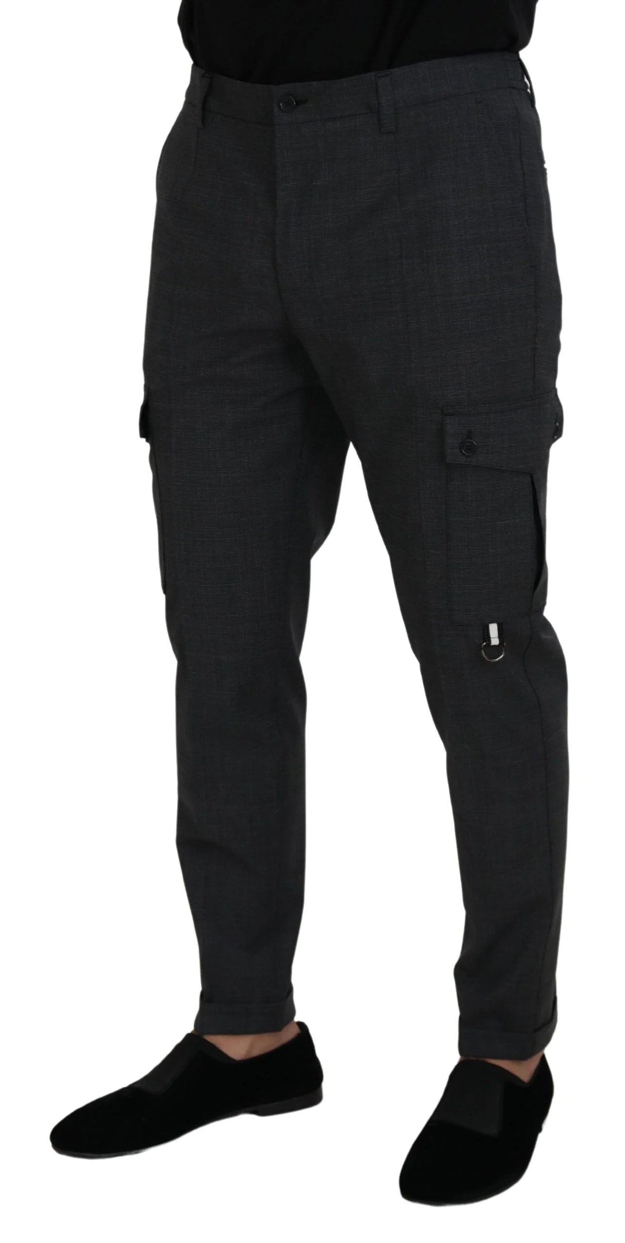 Dolce & Gabbana Gray Checked Cargo Trousers Stretch Pants - Cargo Pants
