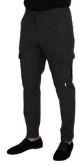 Dolce & Gabbana Gray Checked Cargo Trousers Stretch Pants - Cargo Pants