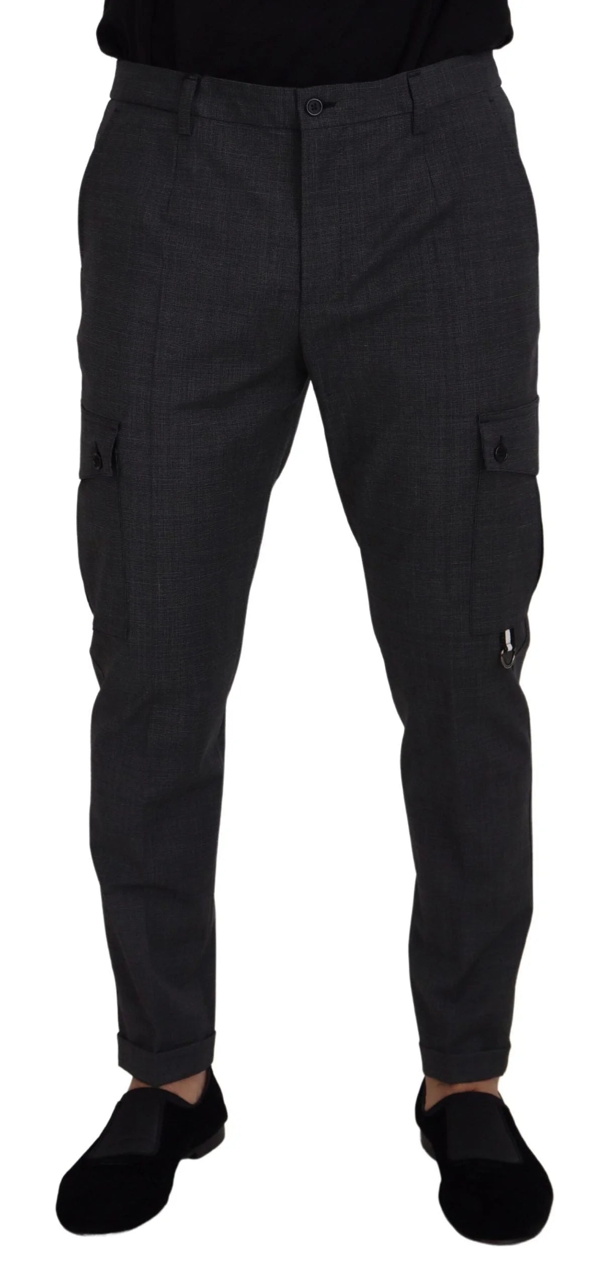 Dolce & Gabbana Gray Checked Cargo Trousers Stretch Pants - Cargo Pants
