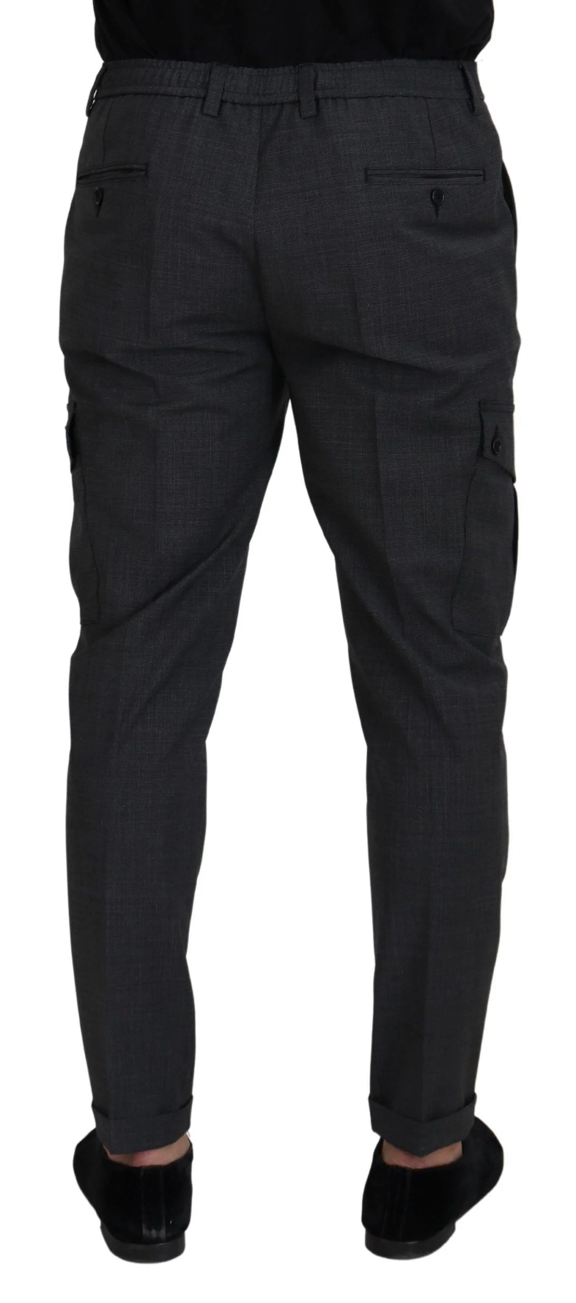 Dolce & Gabbana Gray Checked Cargo Trousers Stretch Pants - Cargo Pants