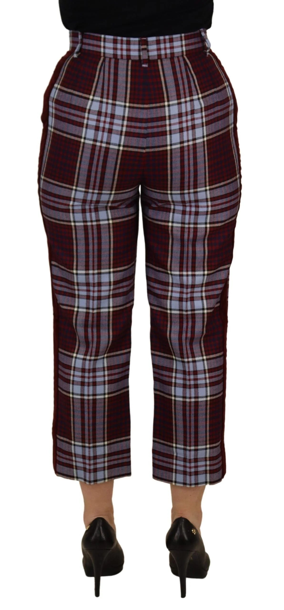 Dolce & Gabbana Gray Checked High Waist Cropped Trouser Pants - IT42|M - Trousers