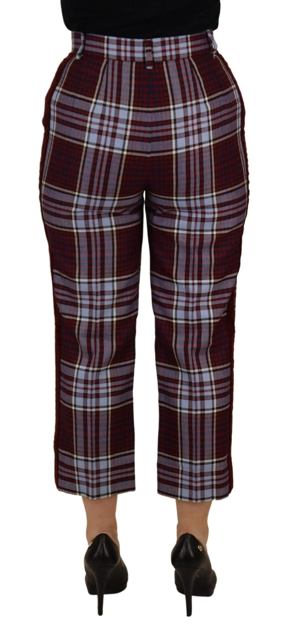 Dolce & Gabbana Gray Checked High Waist Cropped Trouser Pants - IT42|M - Trousers
