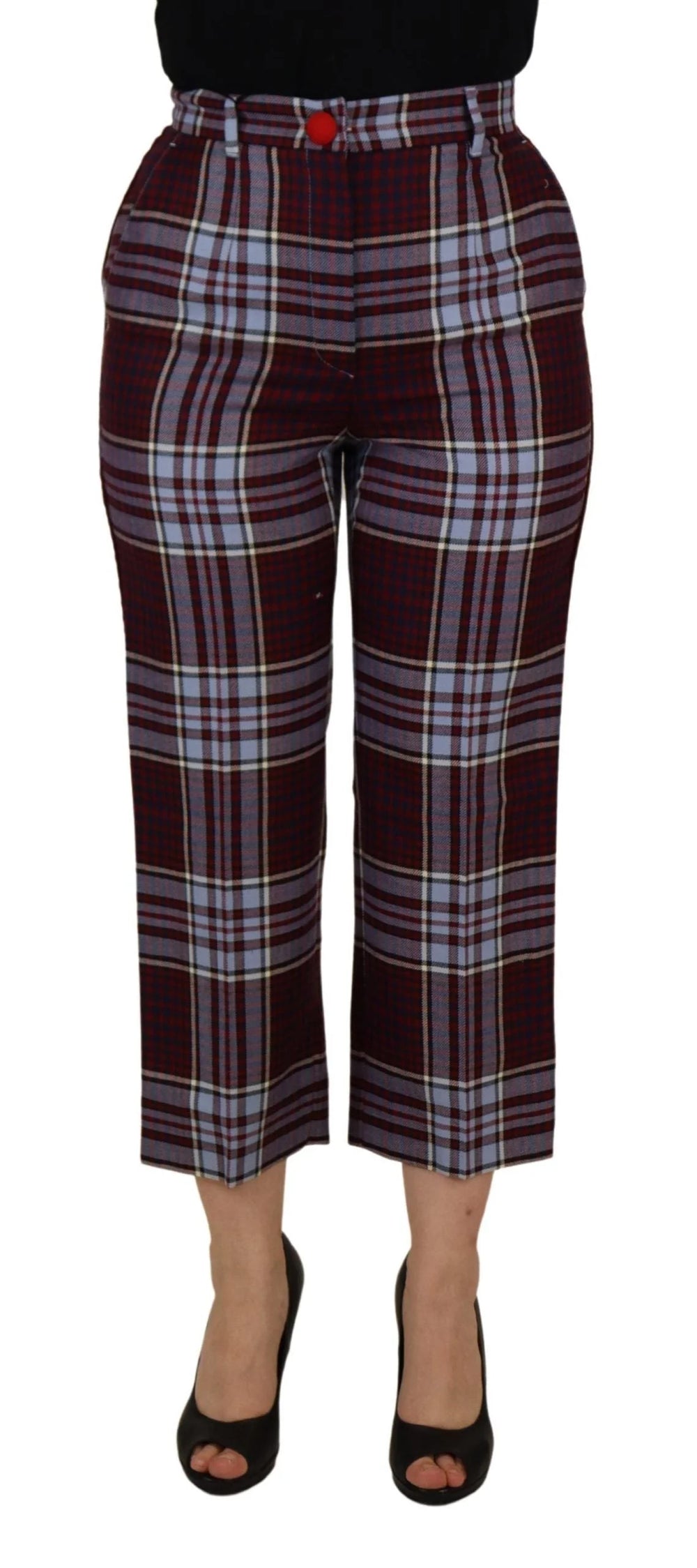 Dolce & Gabbana Gray Checked High Waist Cropped Trouser Pants - IT42|M - Trousers