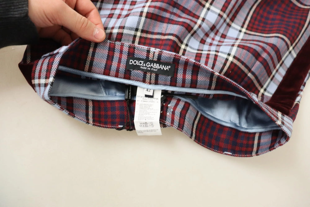 Dolce & Gabbana Gray Checked High Waist Cropped Trouser Pants - IT42|M - Trousers