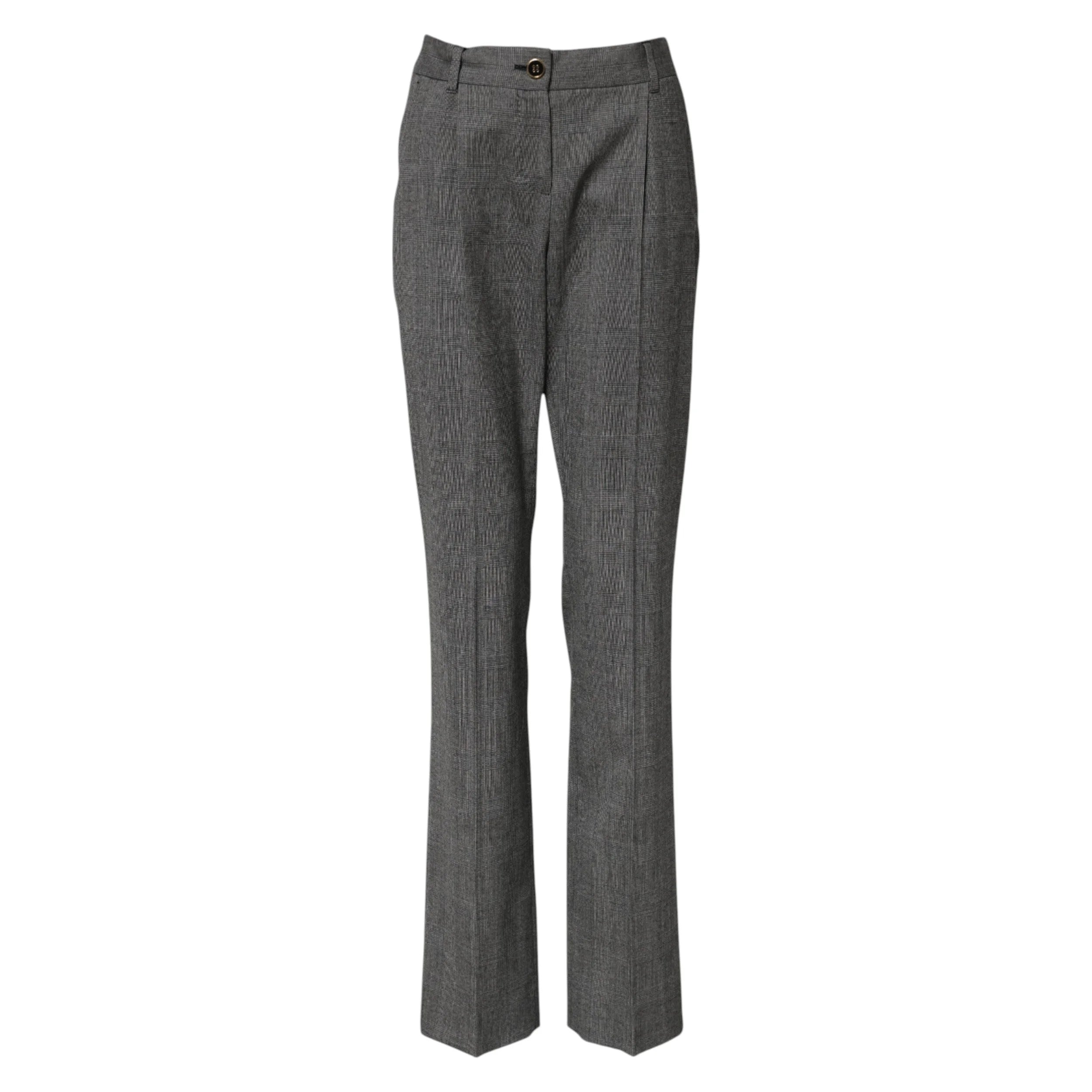 Dolce & Gabbana Gray Checkered High Waist Flared Pants - IT36|XXS - Trousers