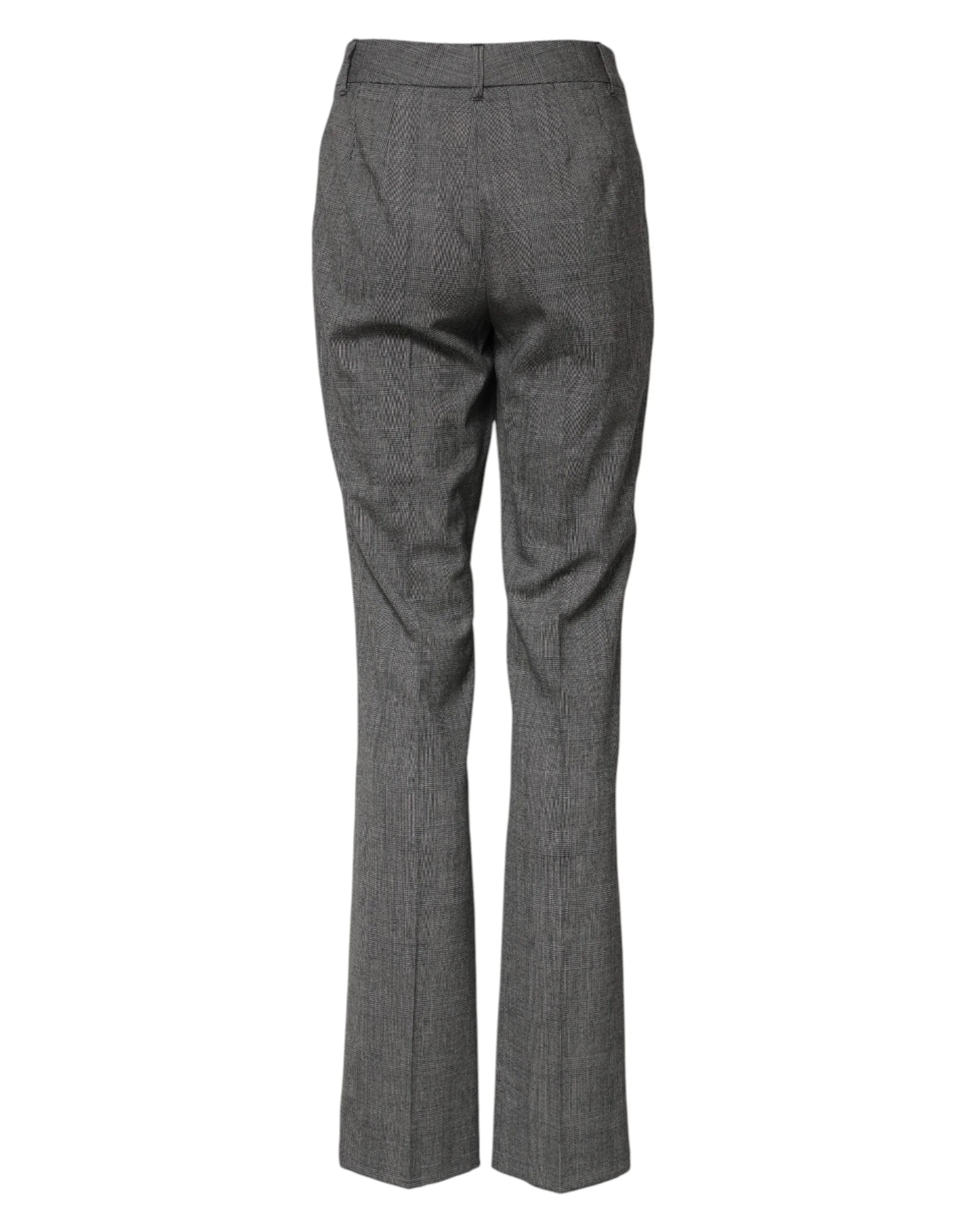 Dolce & Gabbana Gray Checkered High Waist Flared Pants - IT36|XXS - Trousers