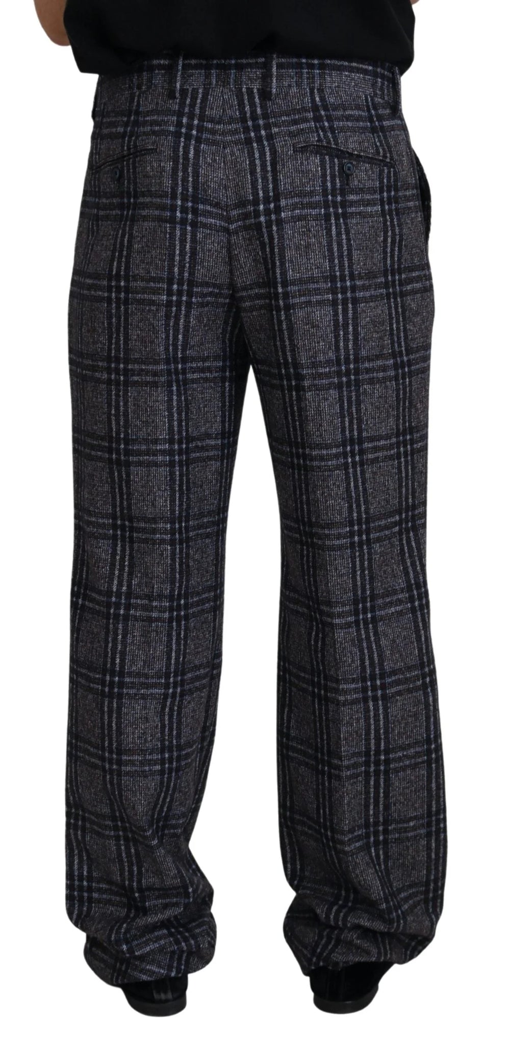 Dolce & Gabbana Gray Checkered Mid Waist Men Pants - IT54 | XL - Trousers