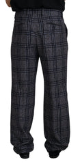 Dolce & Gabbana Gray Checkered Mid Waist Men Pants - IT54 | XL - Trousers