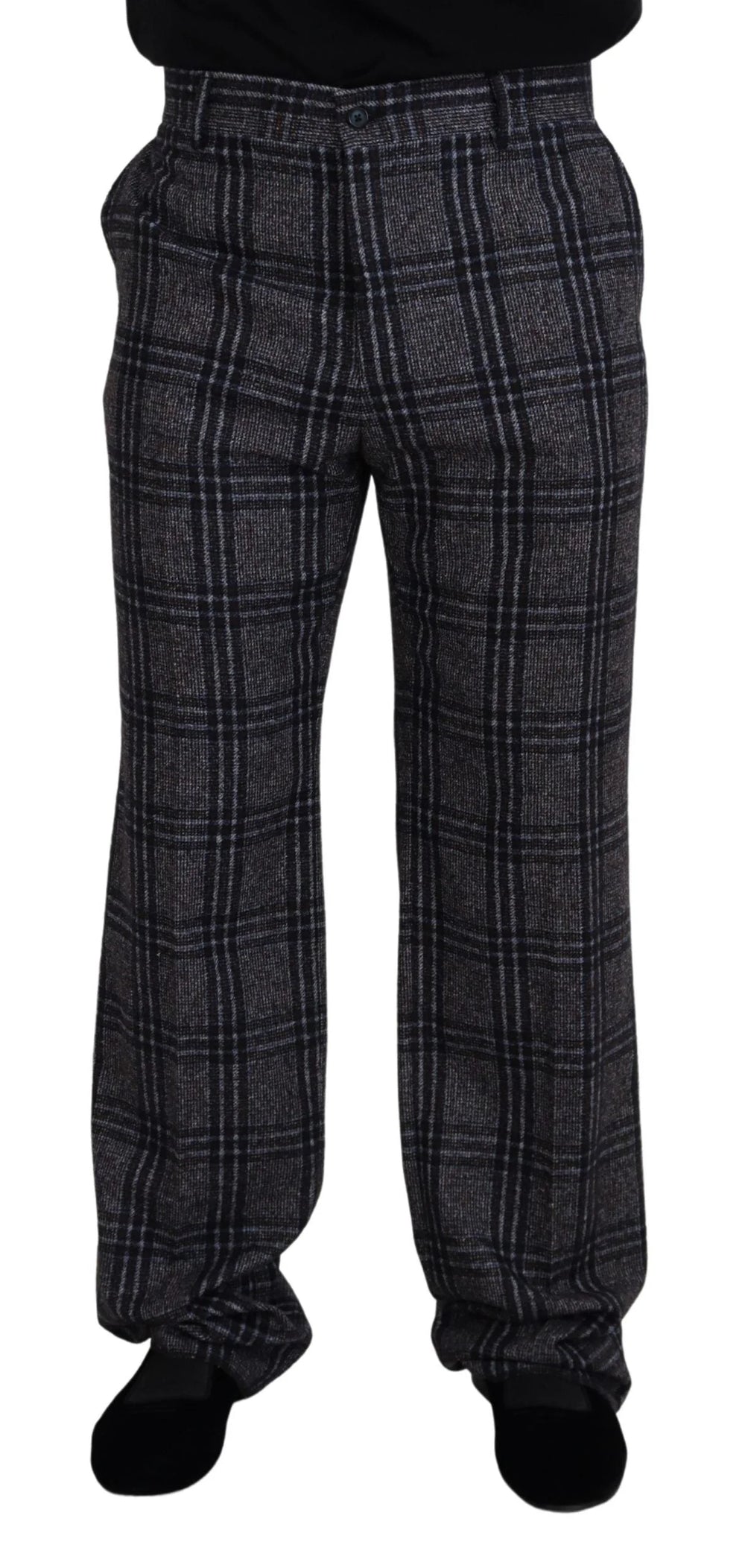 Dolce & Gabbana Gray Checkered Mid Waist Men Pants - IT54 | XL - Trousers