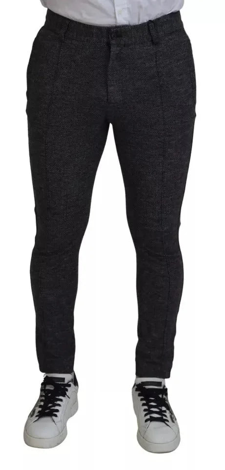 Dolce & Gabbana Gray Chevron Viscose Skinny Pants - IT48 | M - Trousers