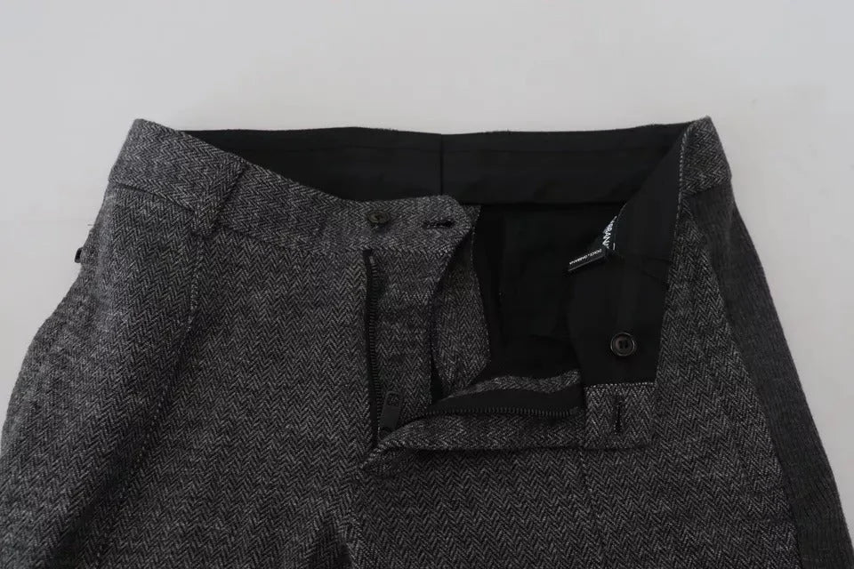 Dolce & Gabbana Gray Chevron Viscose Skinny Pants - IT48 | M - Trousers
