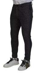 Dolce & Gabbana Gray Chevron Viscose Skinny Pants - IT48 | M - Trousers