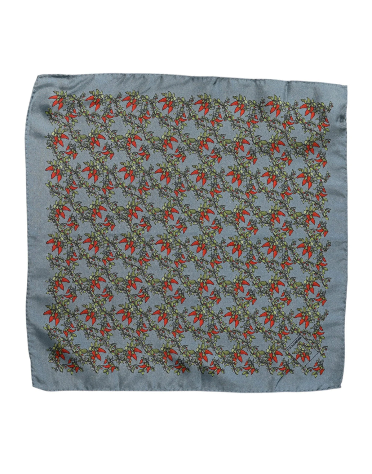 Dolce & Gabbana Gray Chilis Silk Square Men Foulard Scarf - Scarves & Shawls