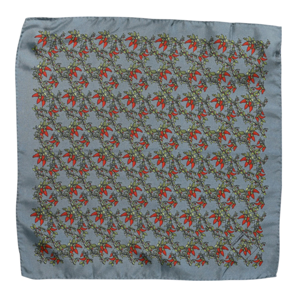 Dolce & Gabbana Gray Chilis Silk Square Men Foulard Scarf - Scarves & Shawls